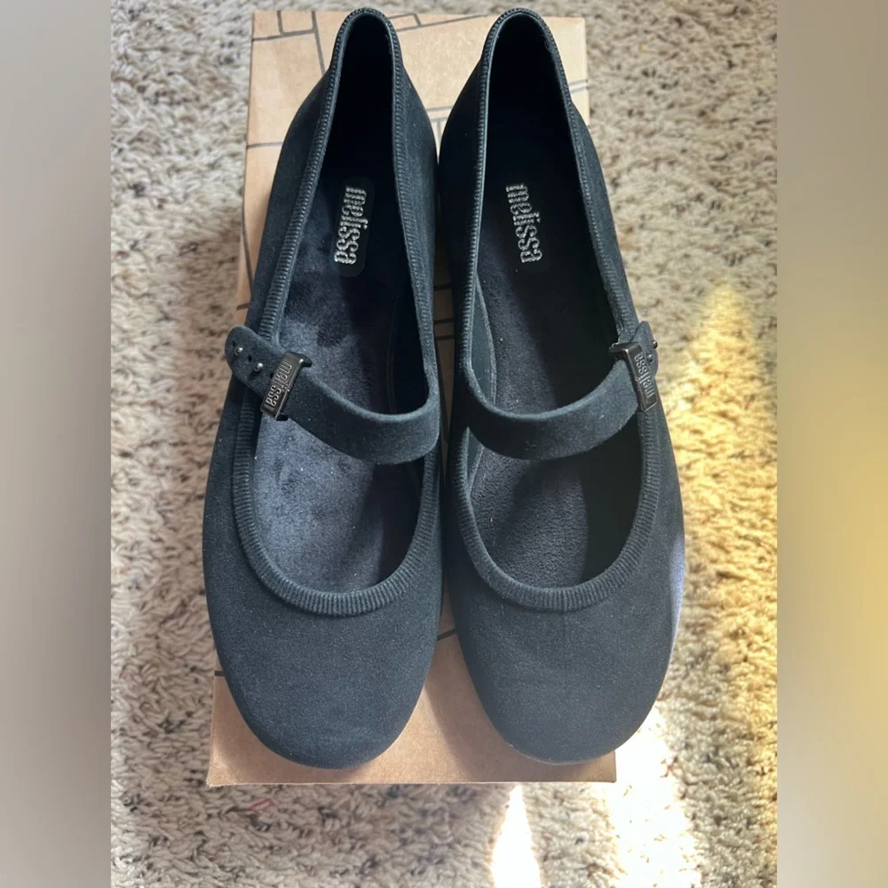 Free People Melissa Soft Velvet Ballerina Flats in Black Size 6 New In Box
